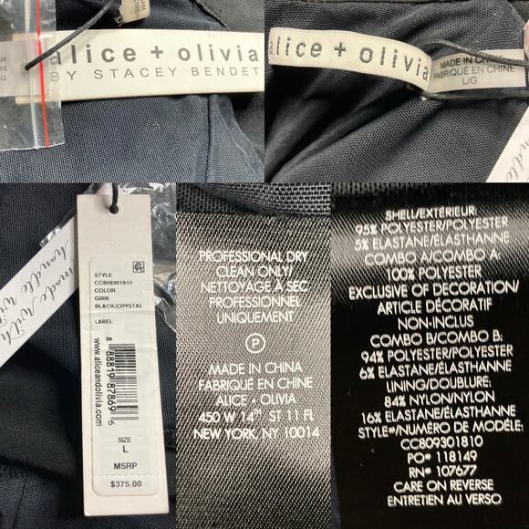 Alice + Olivia Kayson Embellished Cutout Bodysuit In Black Crystal Size Large - Picture 10 of 16